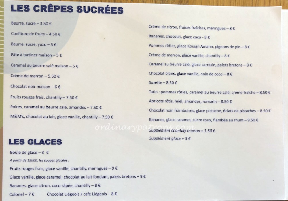 Malo Artisan Crepier Printemps Menu Paris
