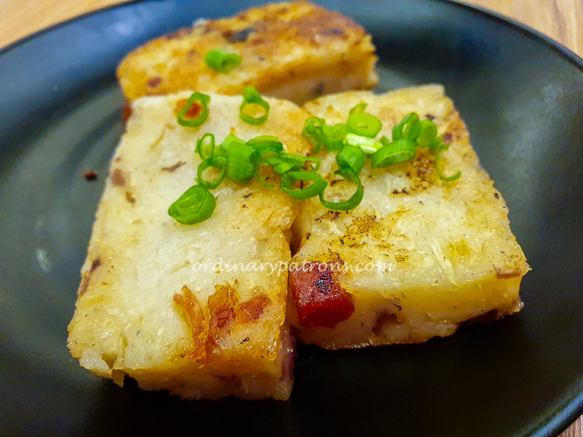 pan-fried radish cake, also known as "lo bak go" 