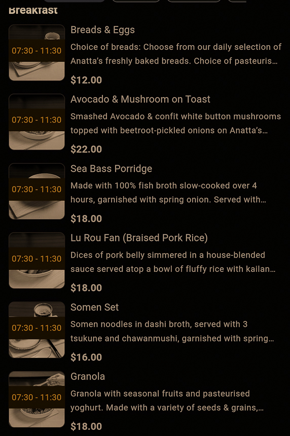 Anatta Breakfast Menu
