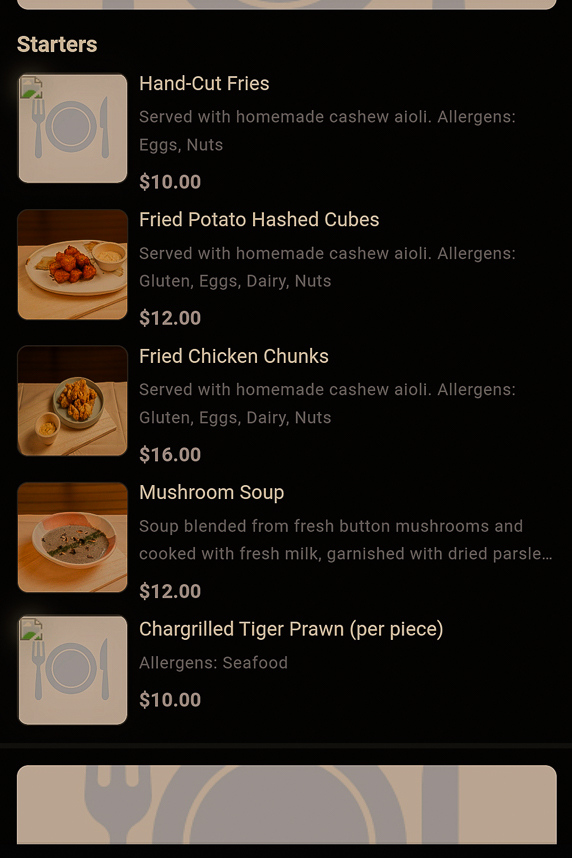 Anatta Siglap Menu