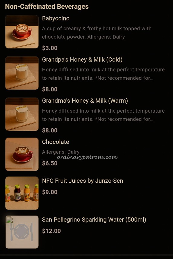 Anatta Drinks Menu