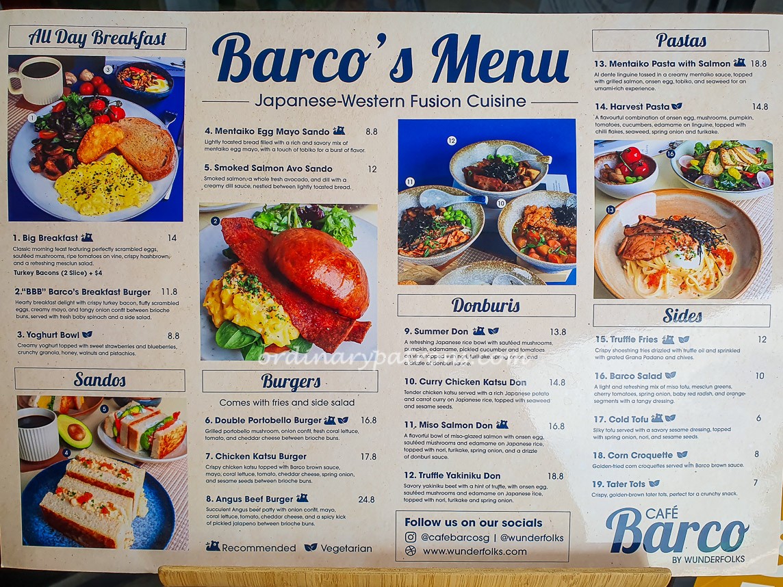 Cafe Barco’s Menu