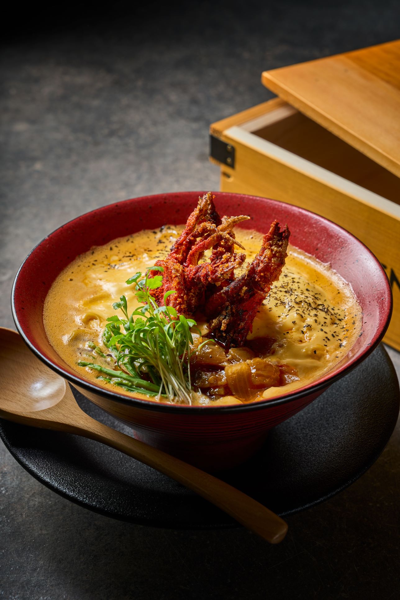 Chilli Crab ramen of New restaurant Mensho Tokyo Singapore