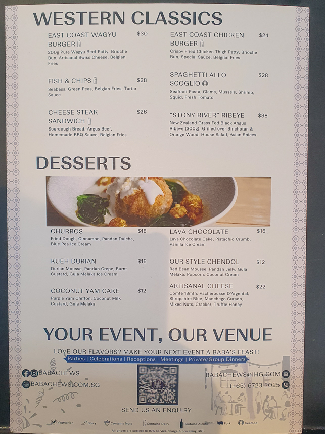 Menu of Baba Chews