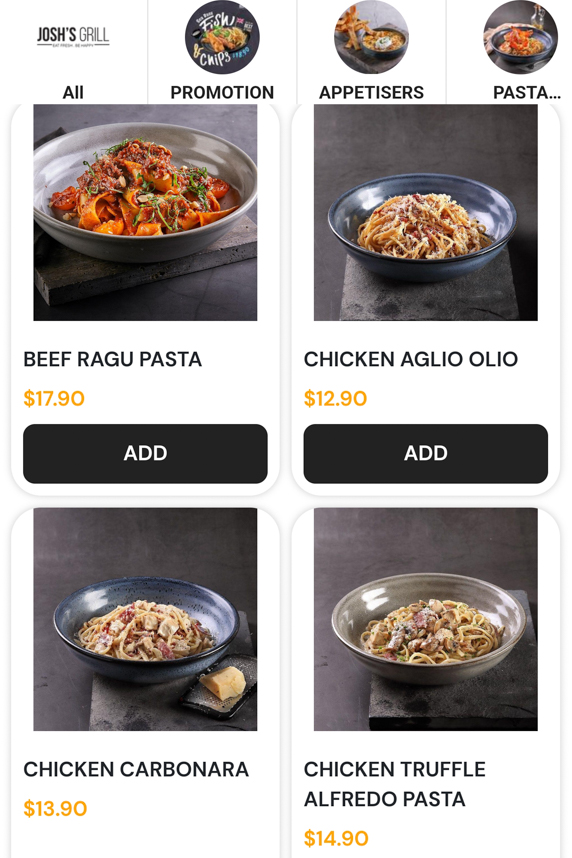 Josh's Grill's Menu