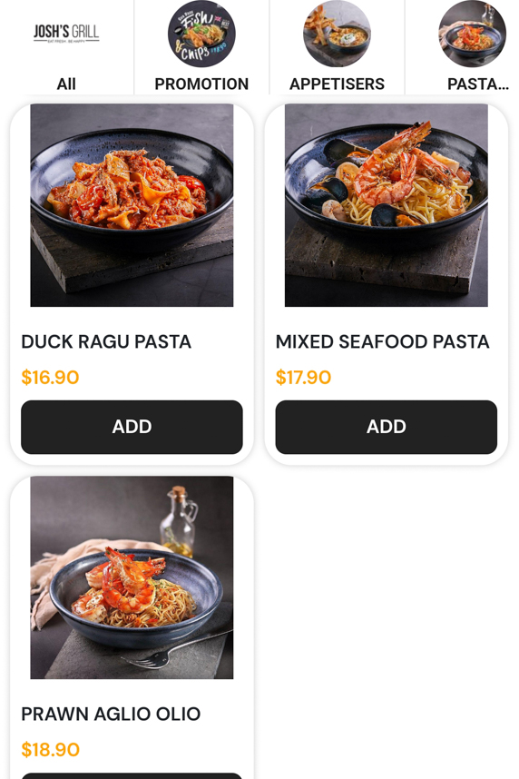 Josh's Grill's Menu