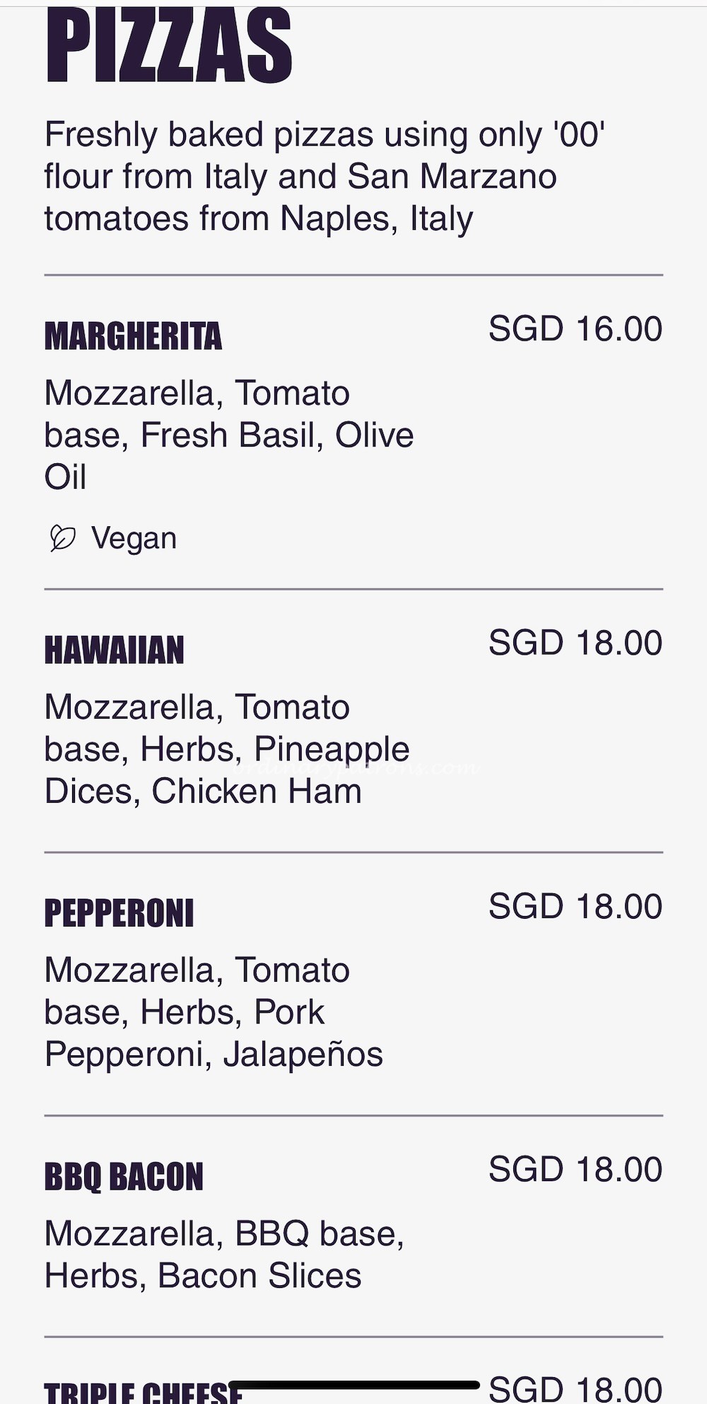 Valle Menu