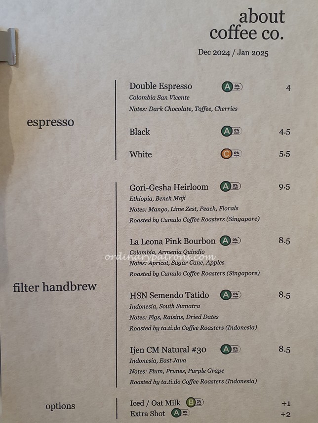 Menu of About Coffee Co. 