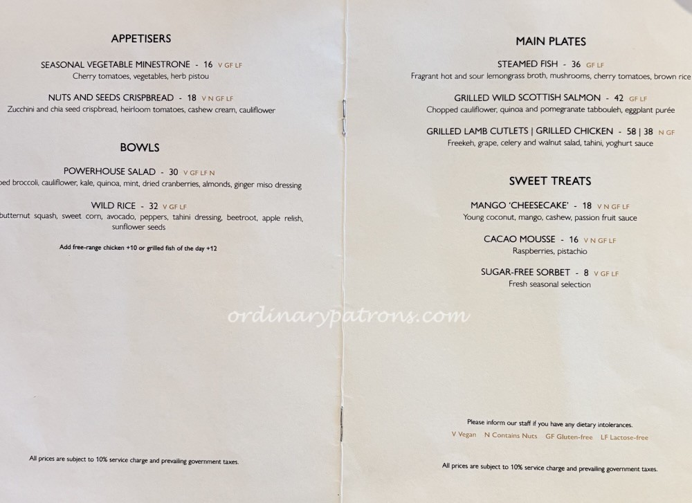 COMO Cuisine Menu