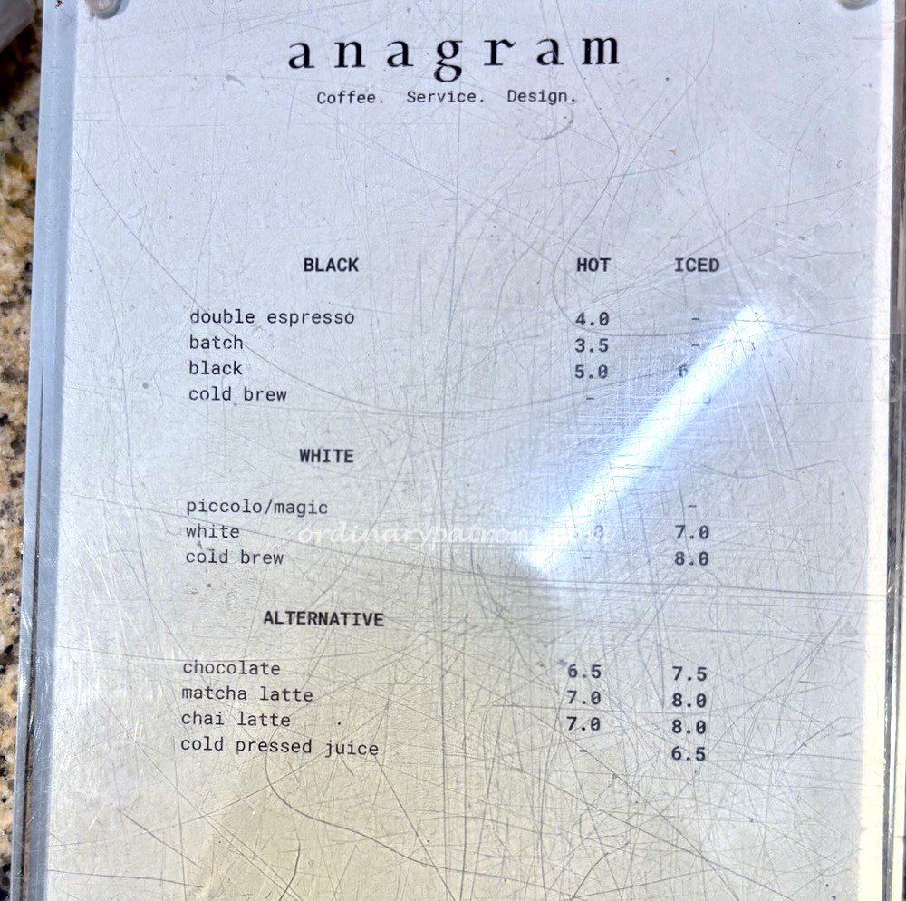 Anagram Coffee Menu  Anchorpoint Cafe Near Ikea Alexandra