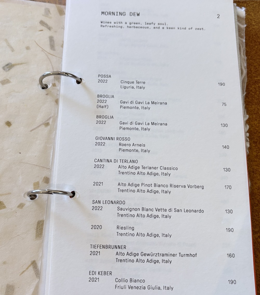 Somma Wine List