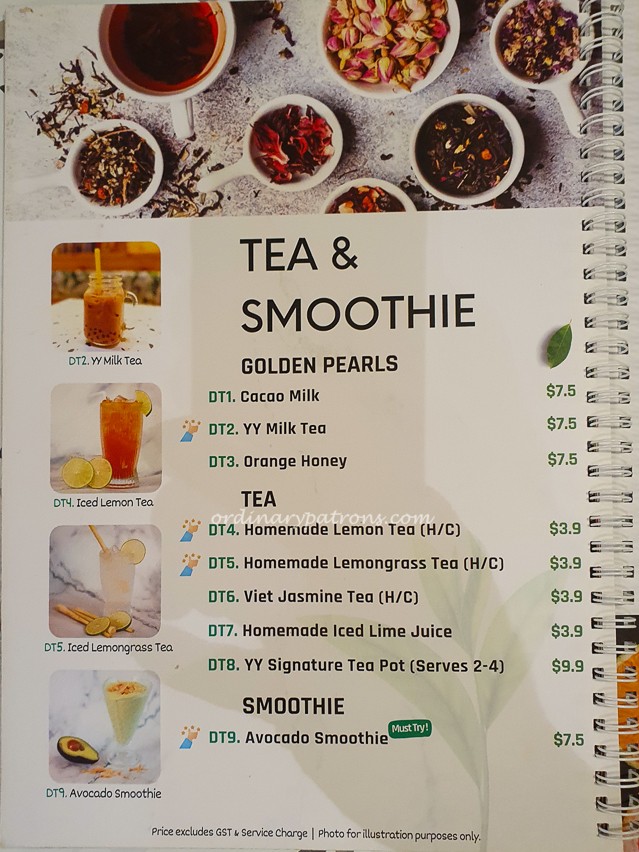 YenneY Menu - Tea & Smoothie