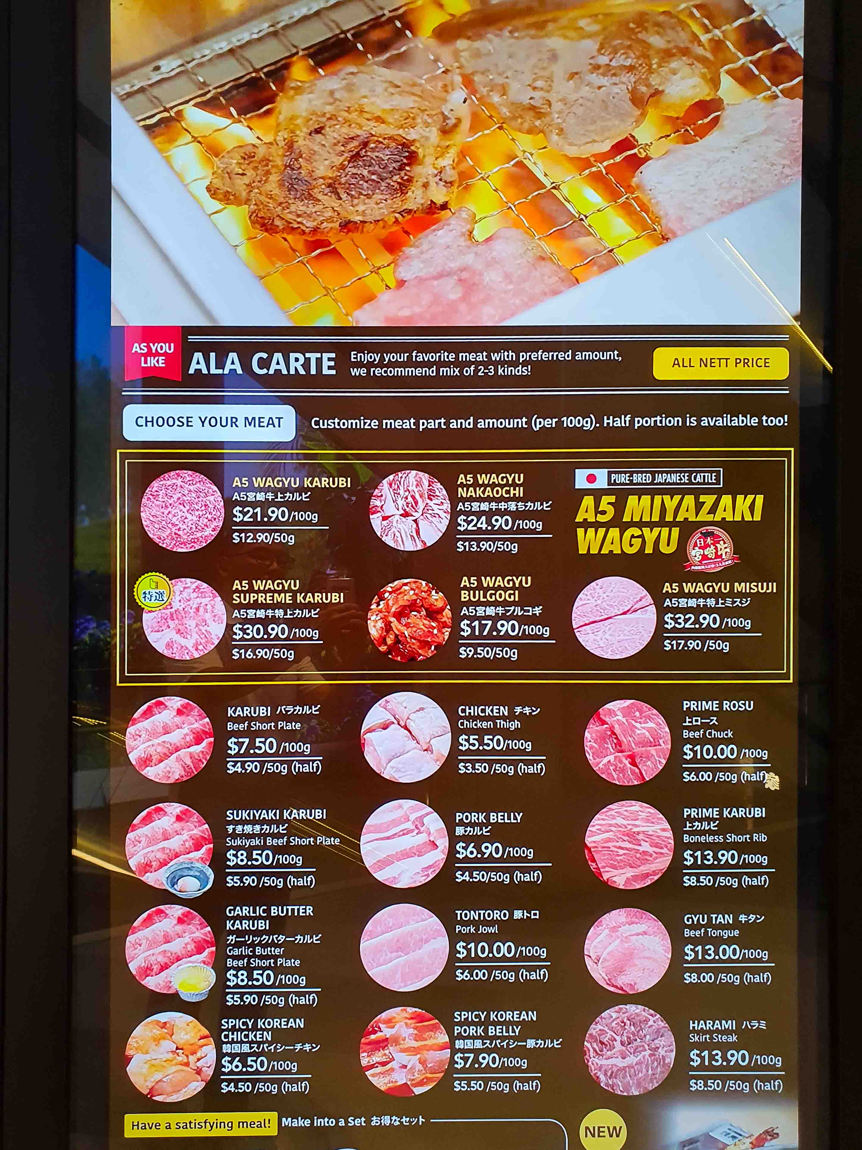 Yakiniku Like menu