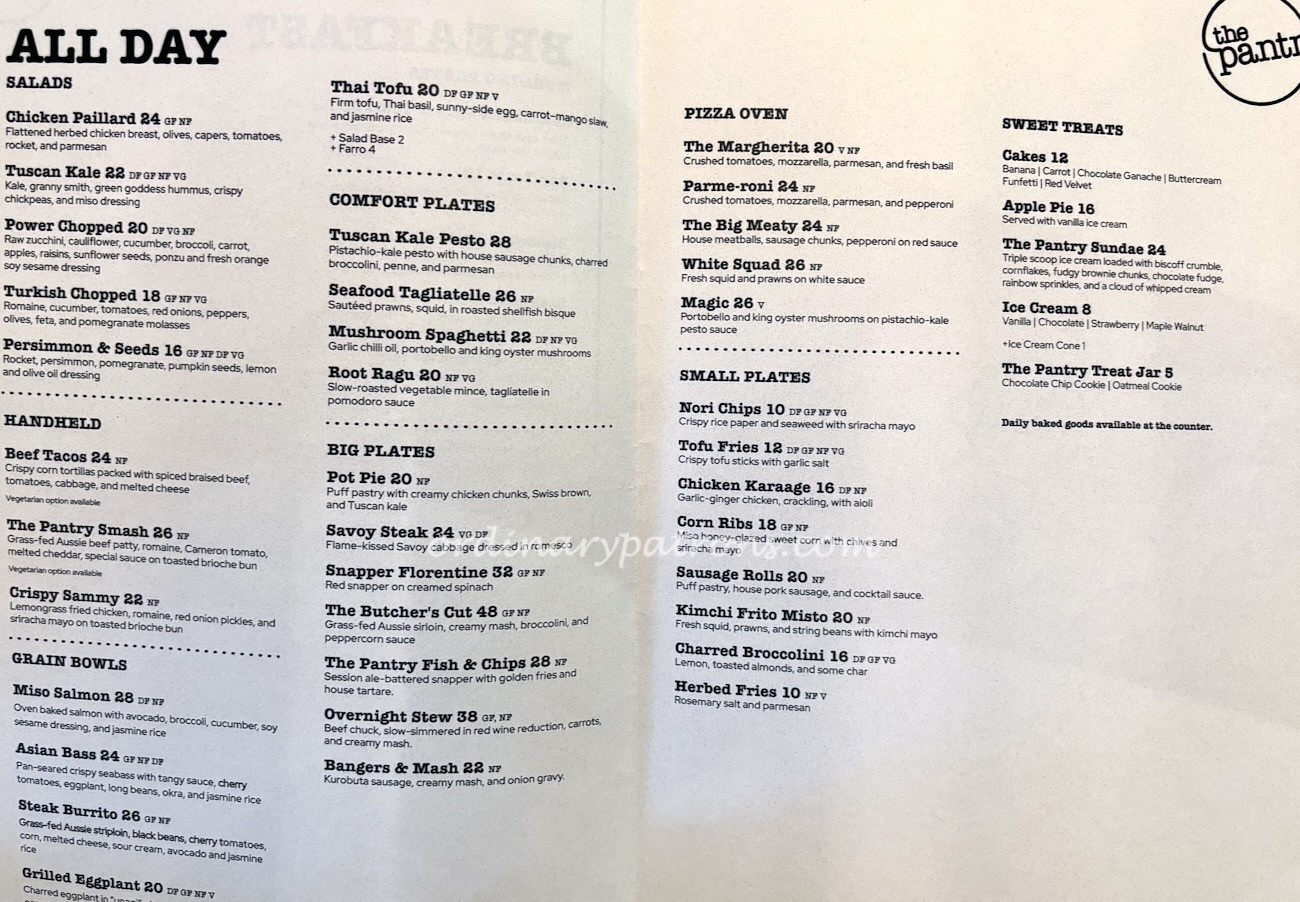 The Pantry Dempsey Menu
