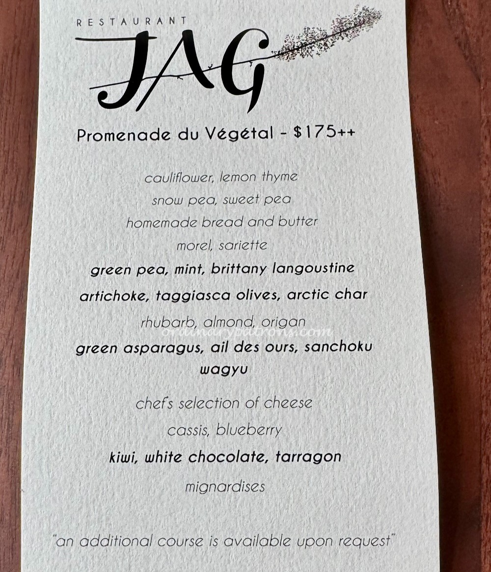 Restaurant JAG Lunch menu