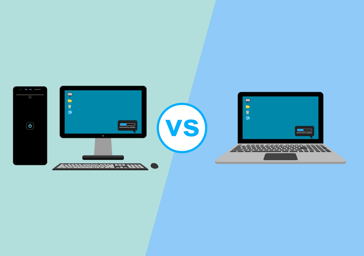 Desktop vs. laptop illustration