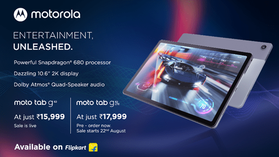 Moto Tab G62 With Snapdragon 680 SoC, 7,700mAh Battery Launched in India