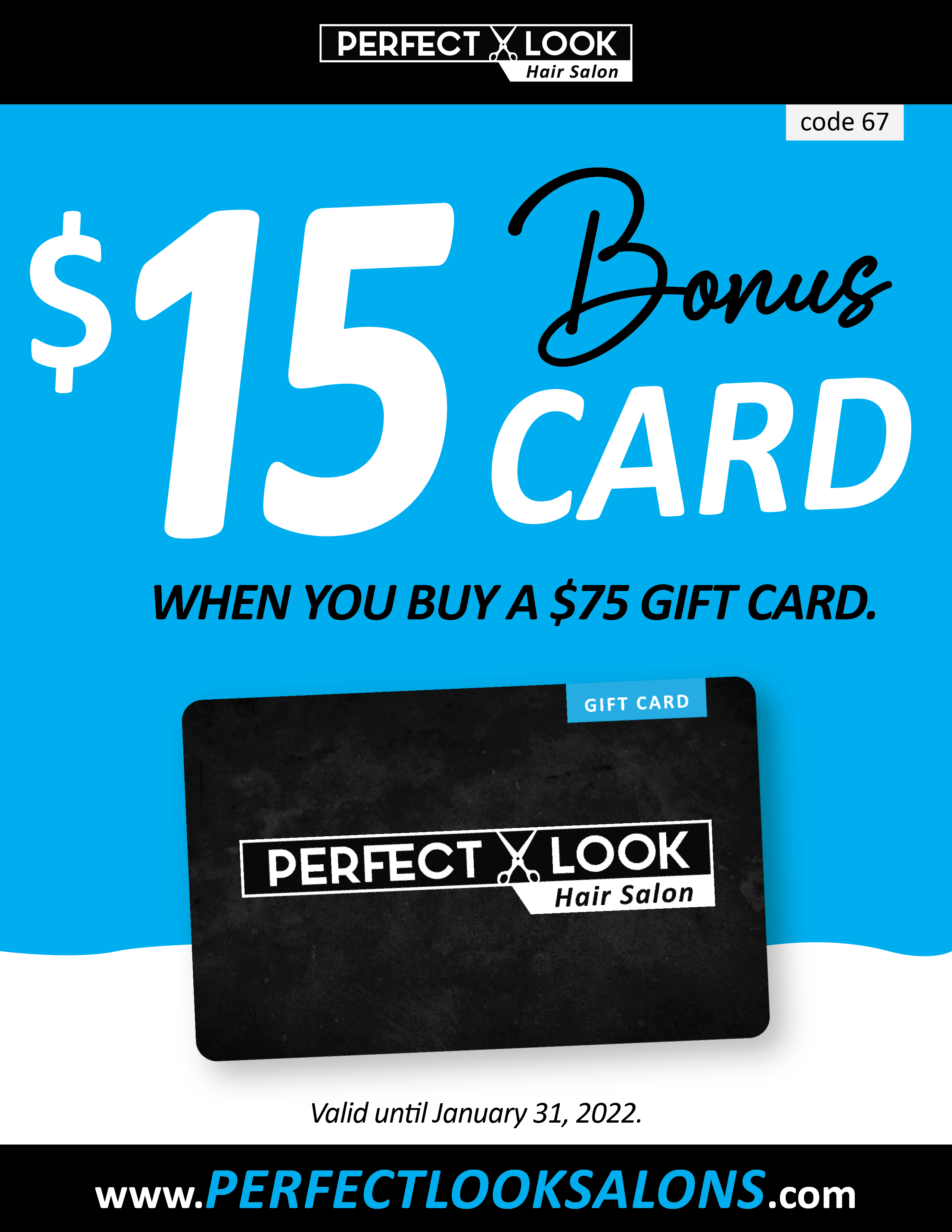 Gift Card Buy 50 And Get 10 Free Perfect Look Hair Salons Haircuts Color And Perms