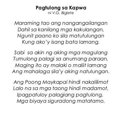 E S P 5 Quarter 4 Week 5 Tula Tungkol Sa Pagmamahal At Pasasalamat Sa