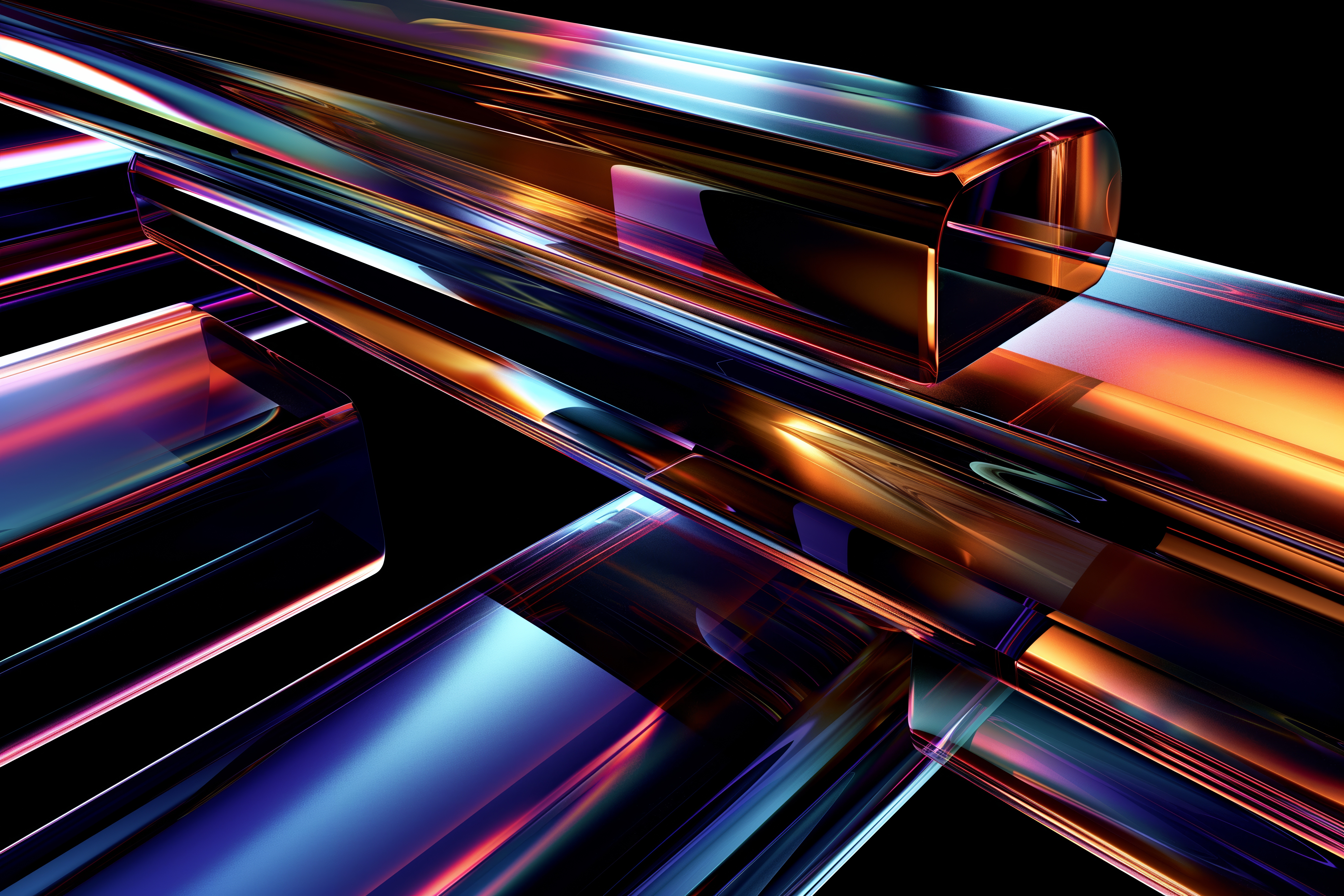 Abstract Glossy 3D Cuboids Free Image