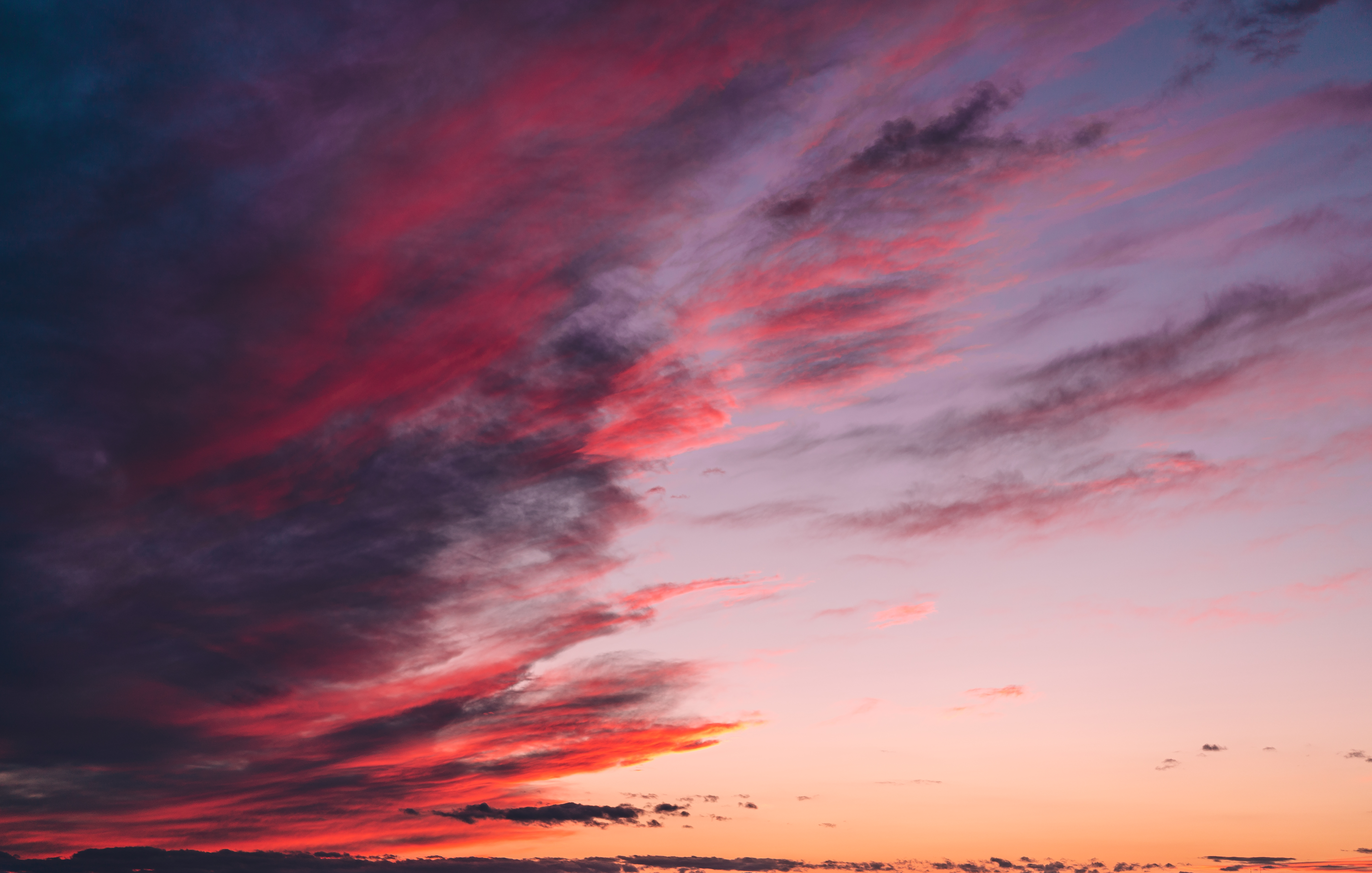 Amazing Fire Red Clouds and Sky After Sunset Free Photo