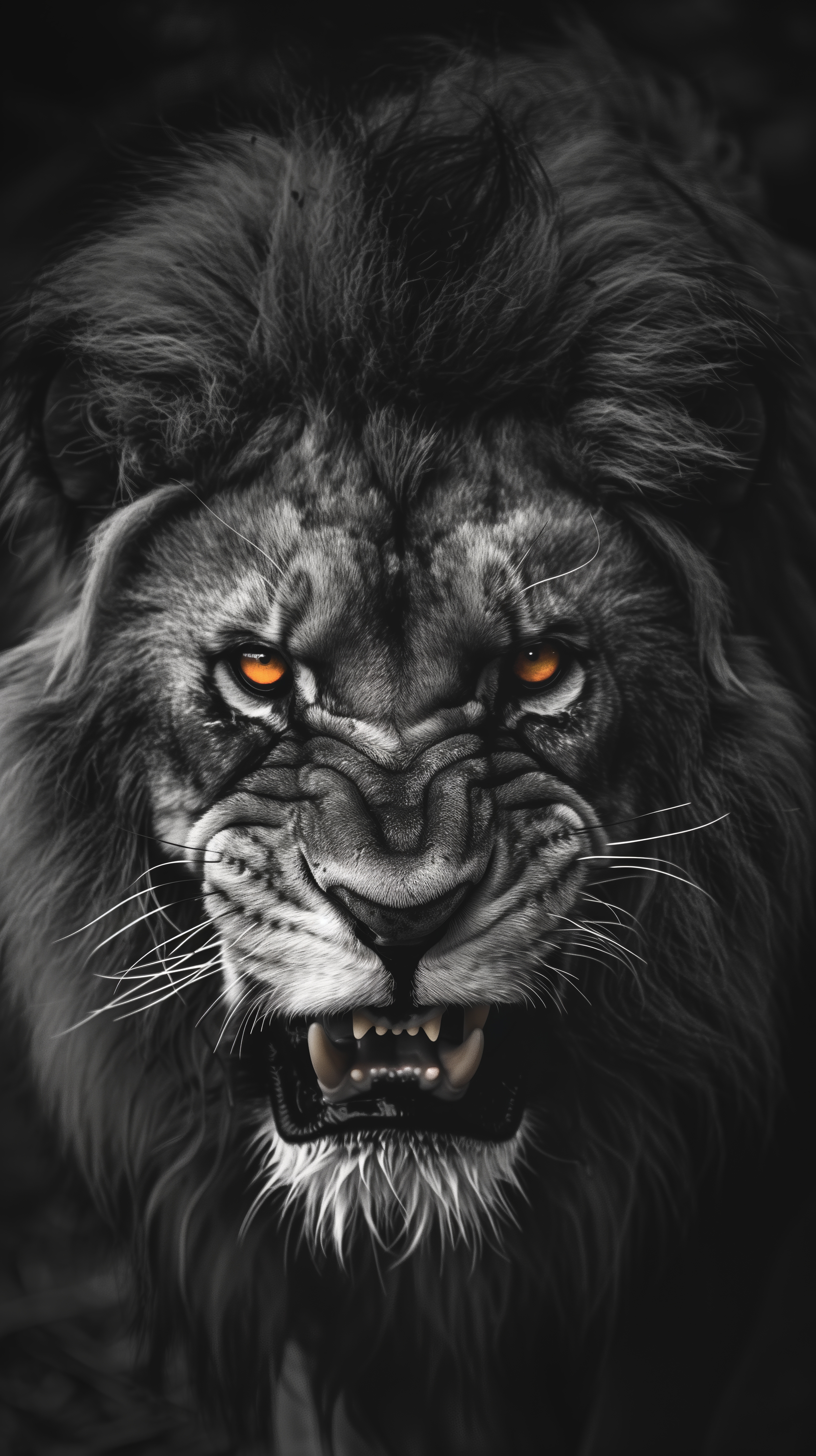 Angry Lion with Yellow Eyes Free Image