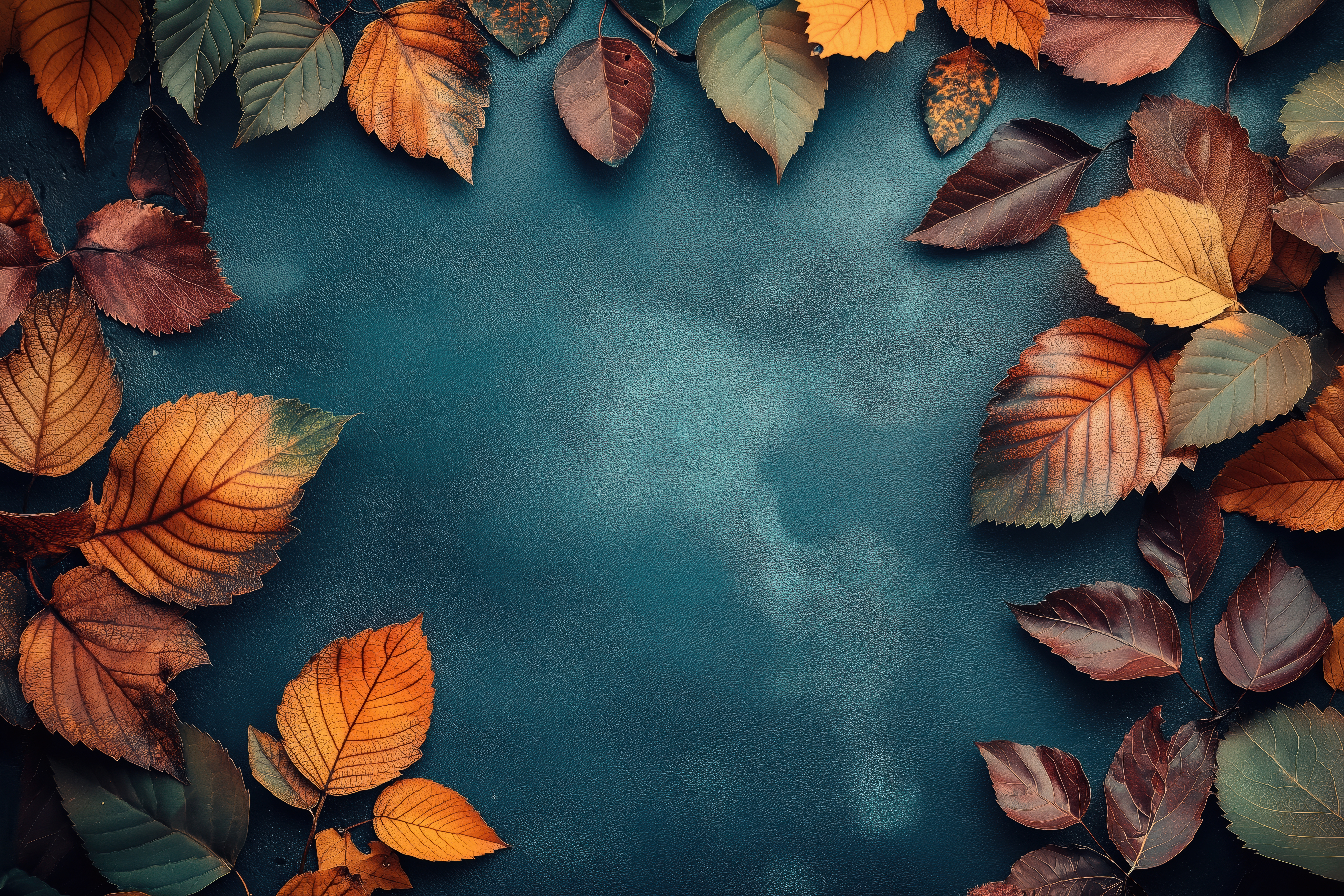 Autumn Background with Space for Text and Leaves Around Free Image