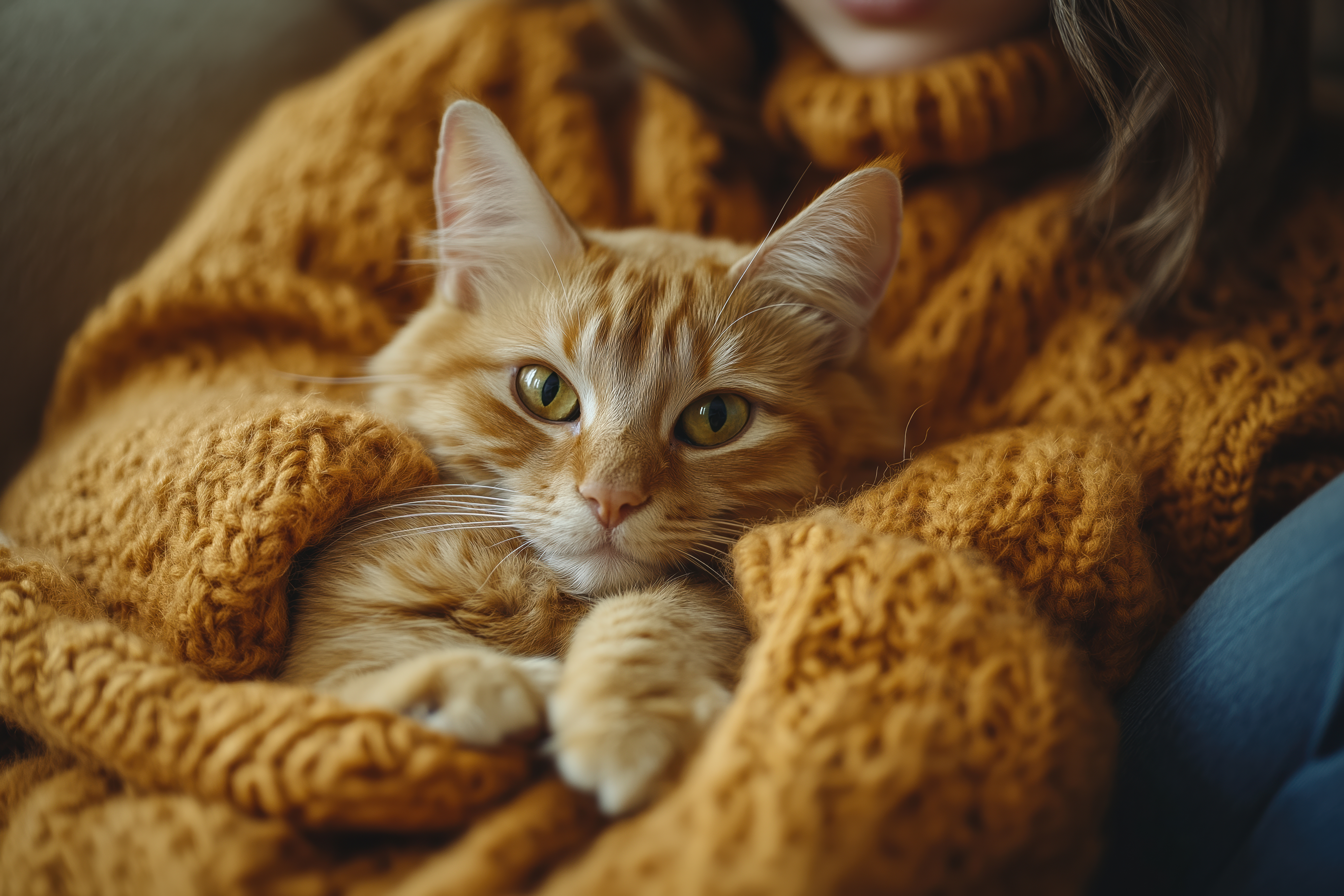 Autumn Sweater Weather Cat Hidden in Woman Sweater Free Image