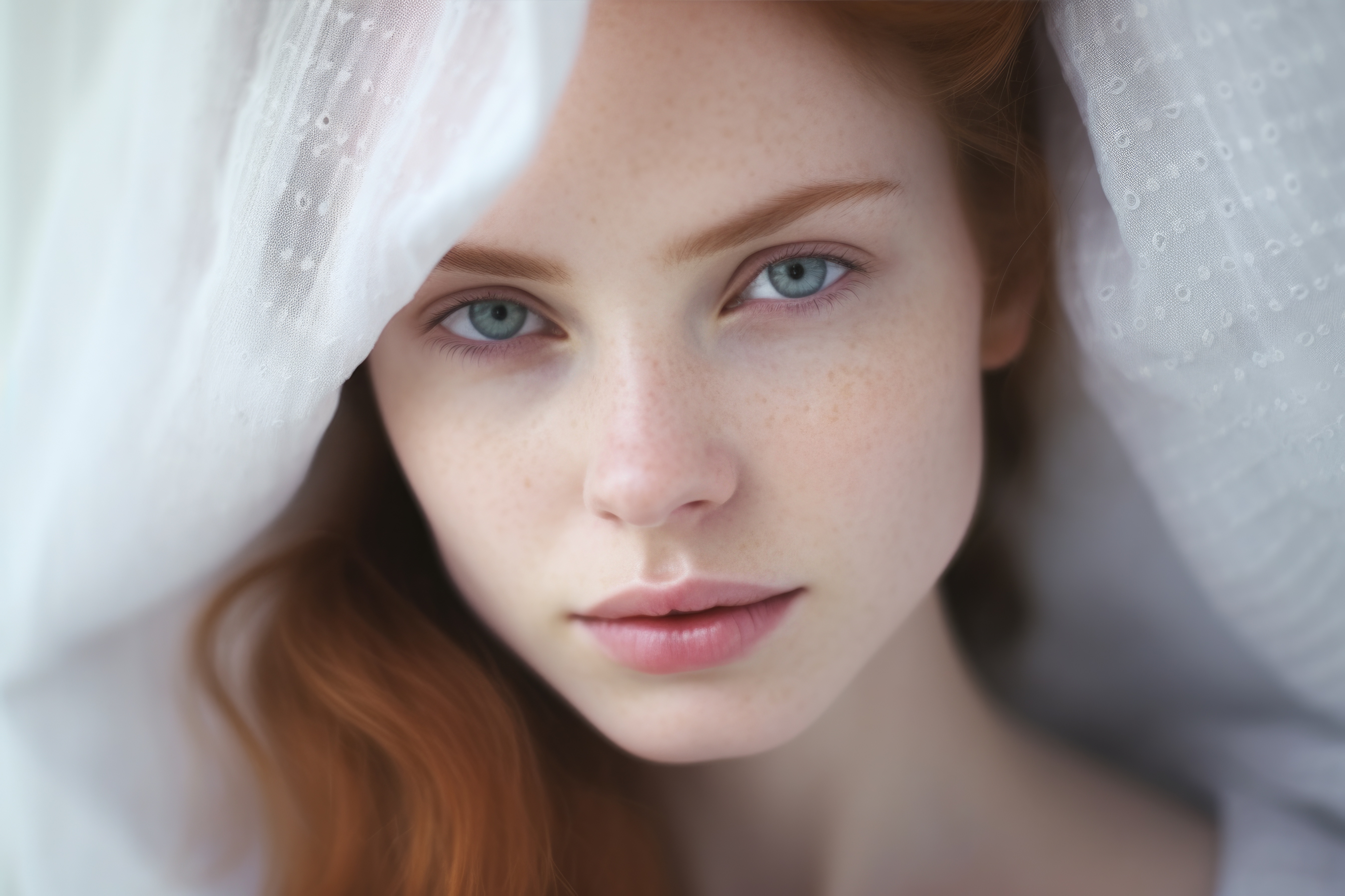 Beautiful Soft Portrait of Young Freckled Brunette Free Image