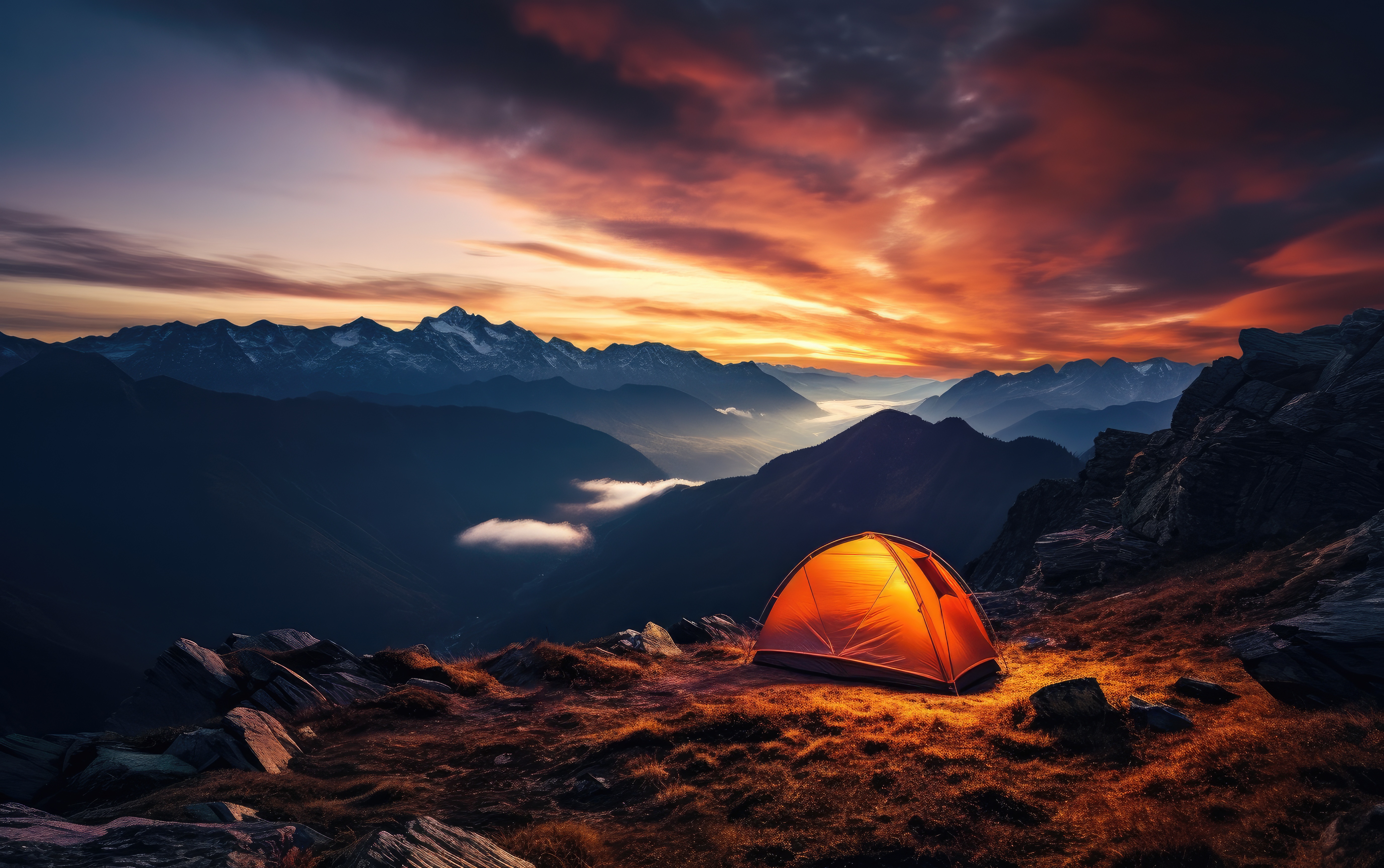 Camping on a Mountain Peak Free Image