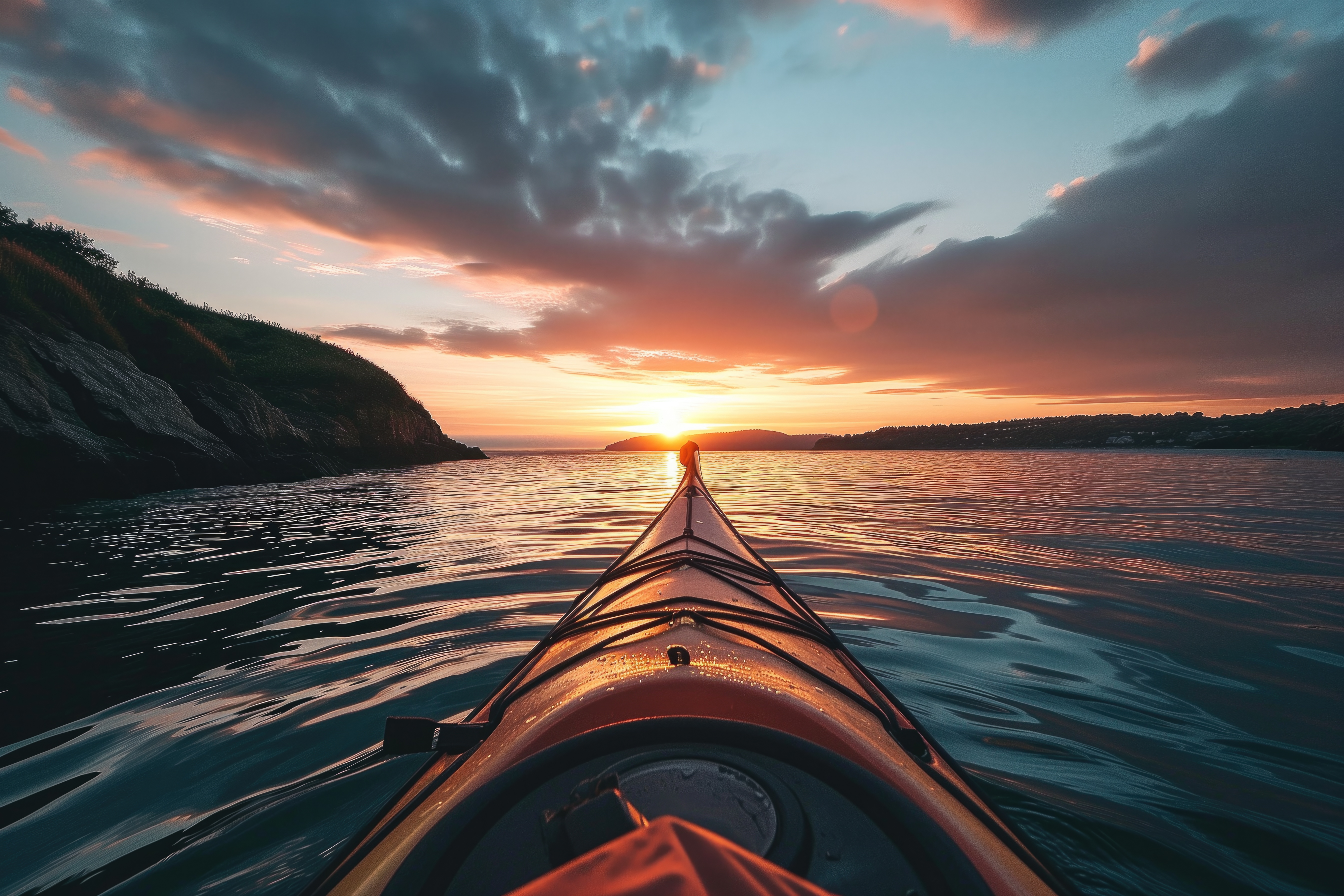 Kayaking at Sunset Free Image