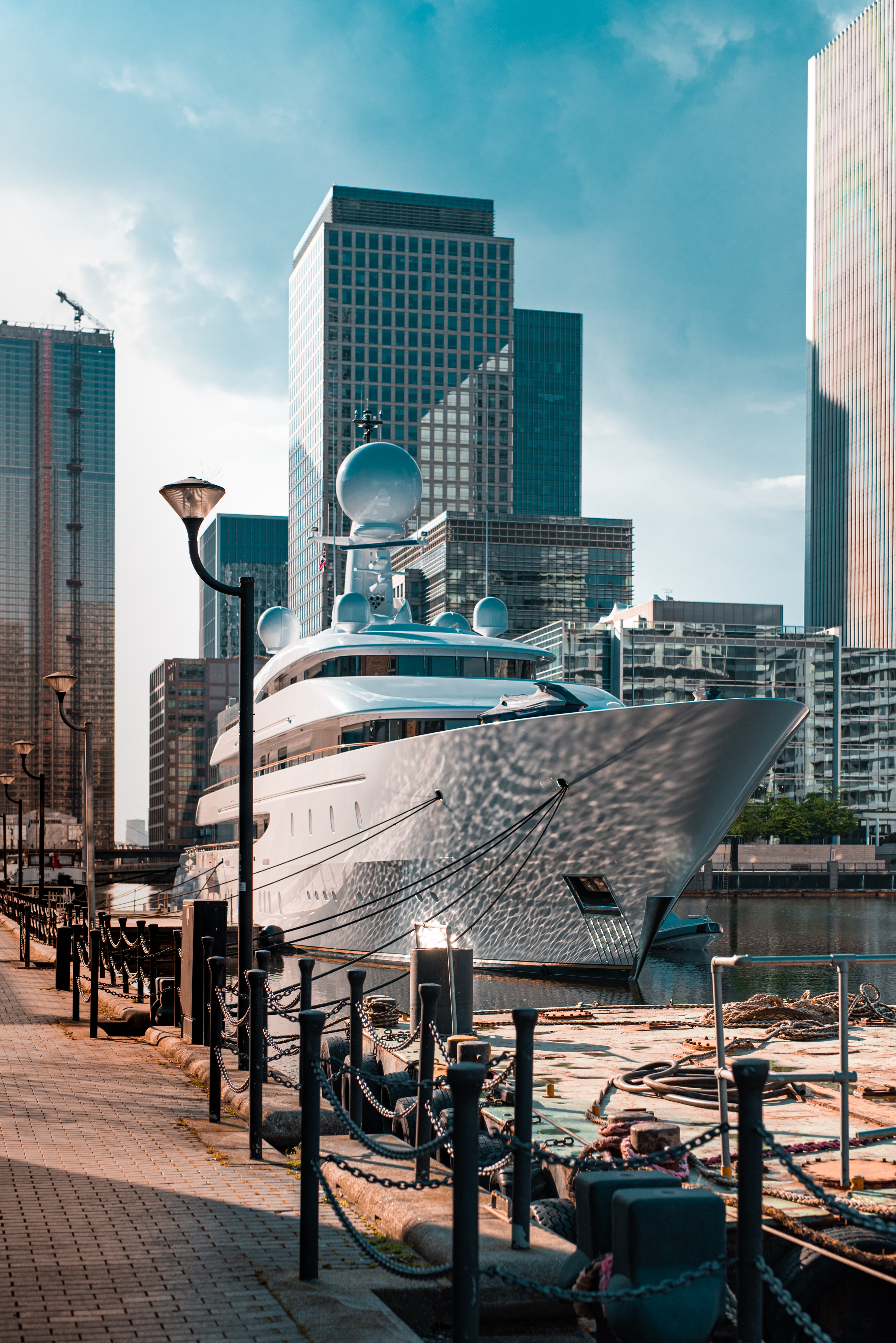 Luxury Mega Yacht in London Harbor Free Photo