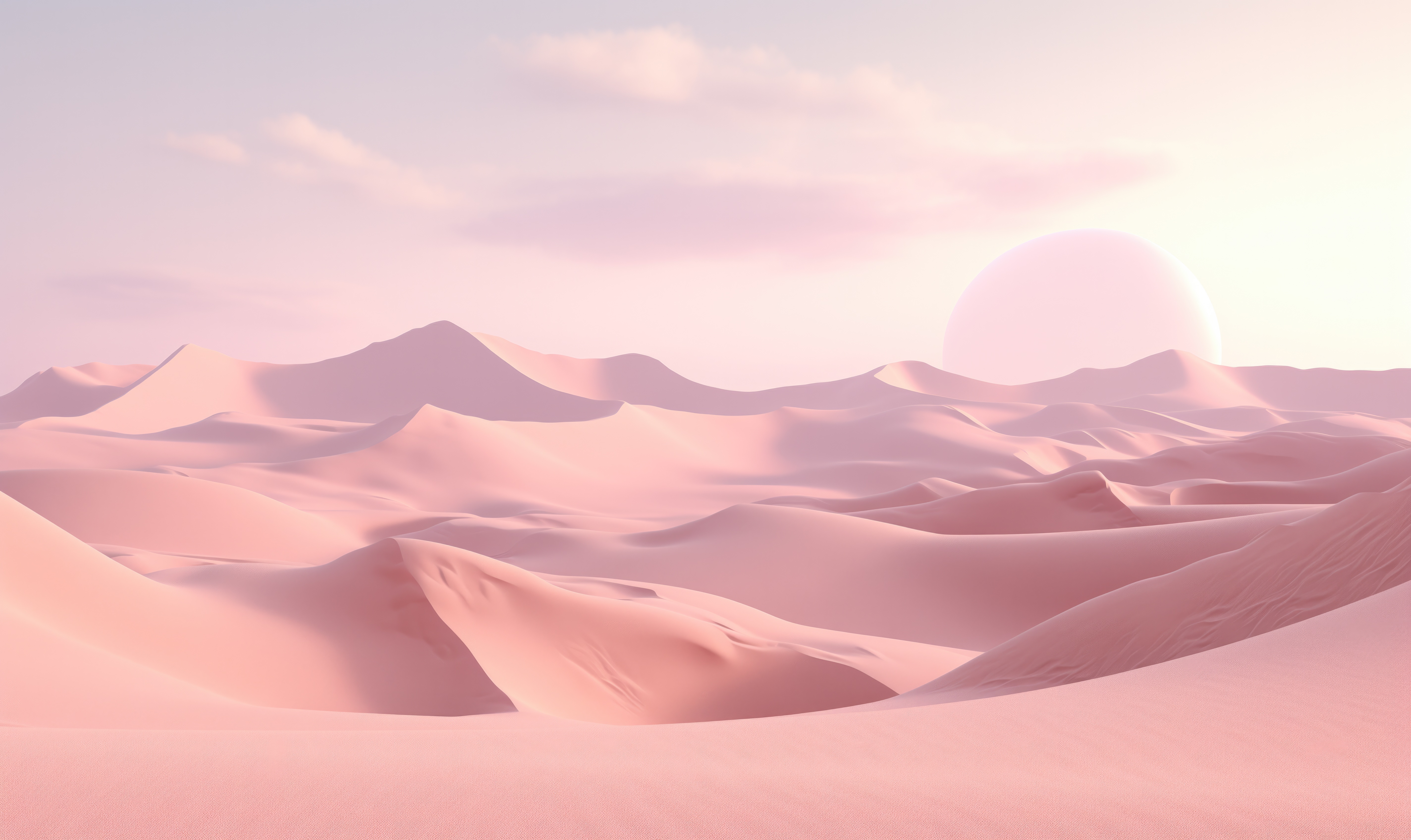 Pink Dunes Aesthetic Surreal Scenery with Big Moon Free Image