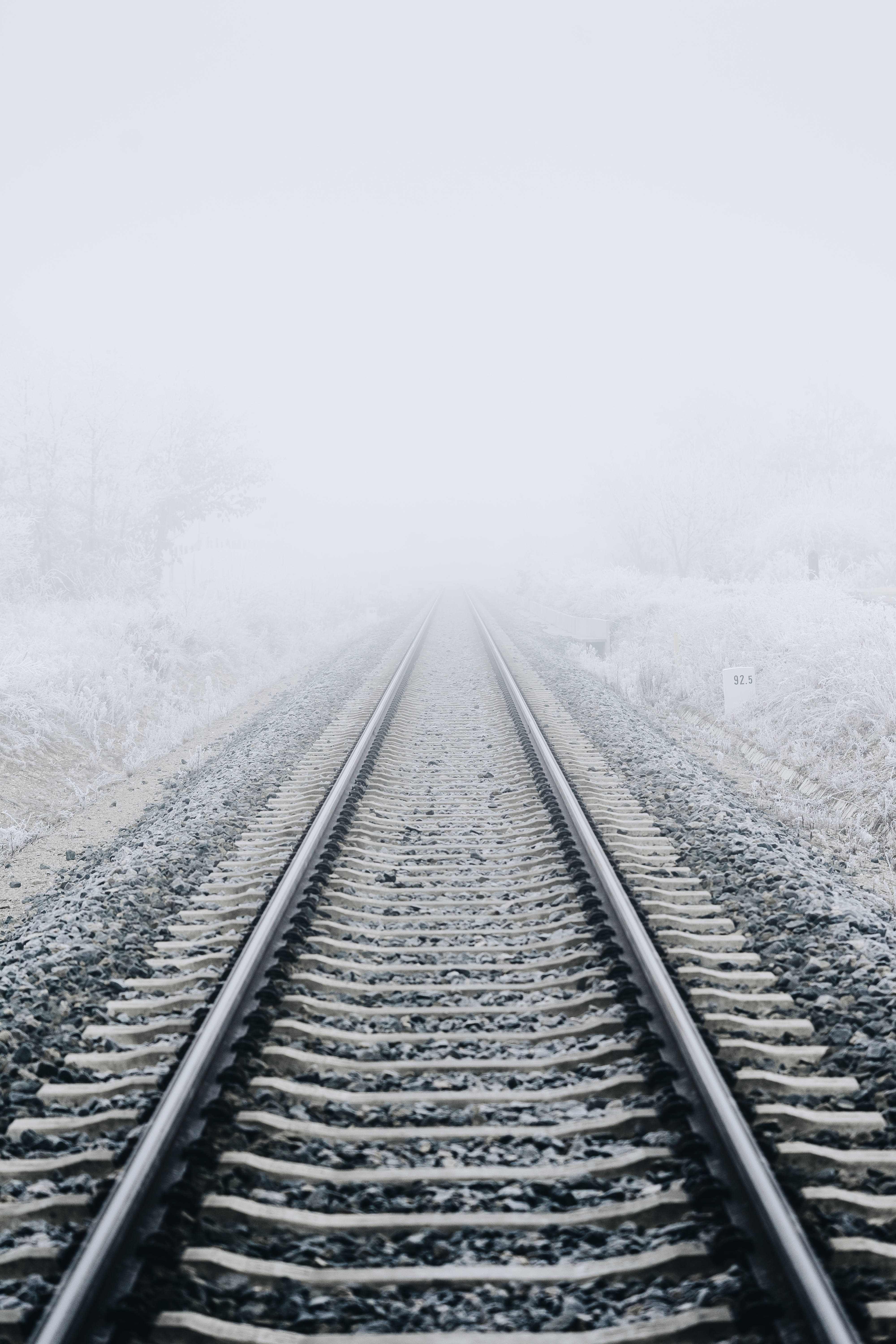 Railway in The Fog Free Photo