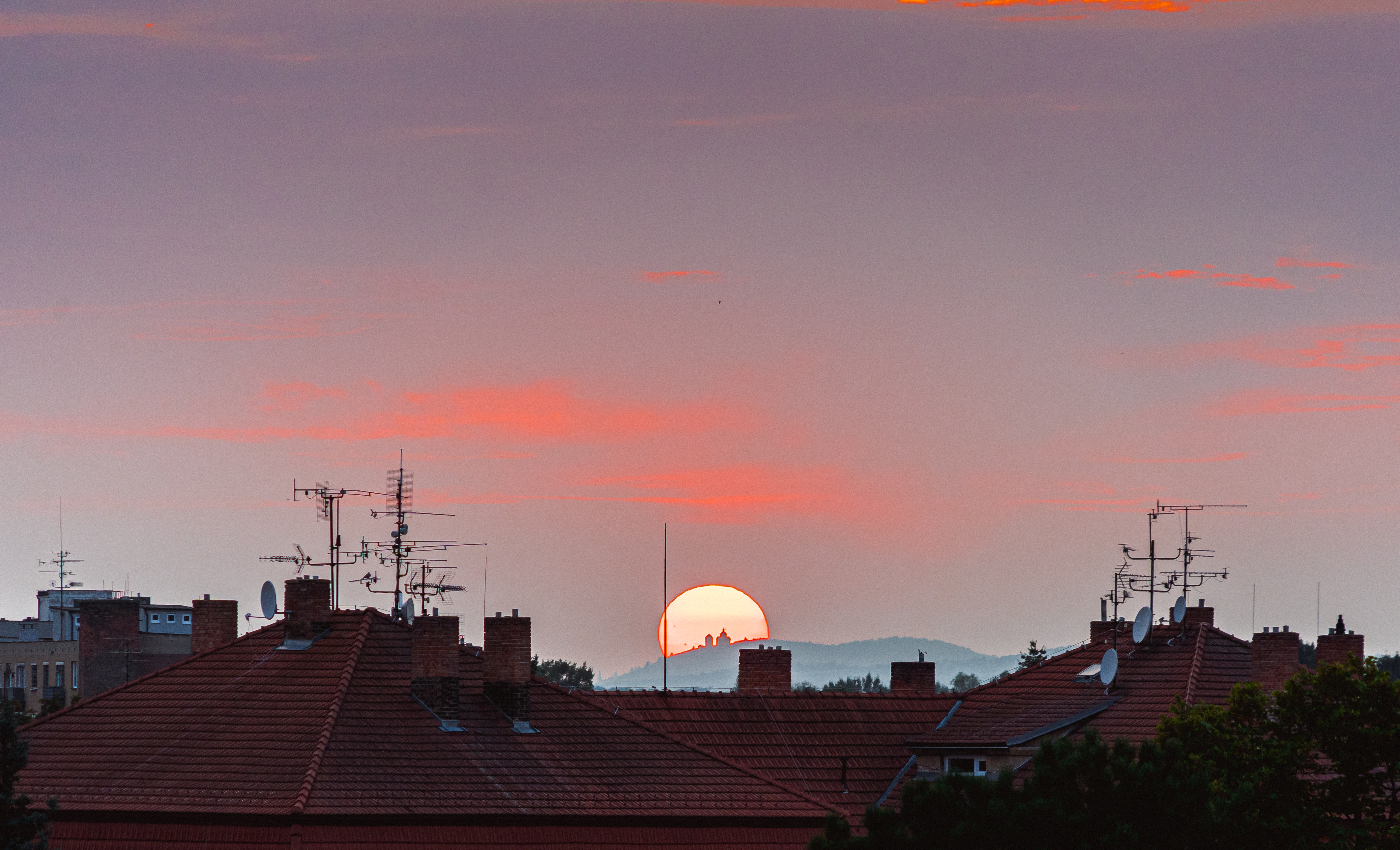 Sun Setting Behind Chapel on Svaty Kopecek Hill in Mikulov Free Photo