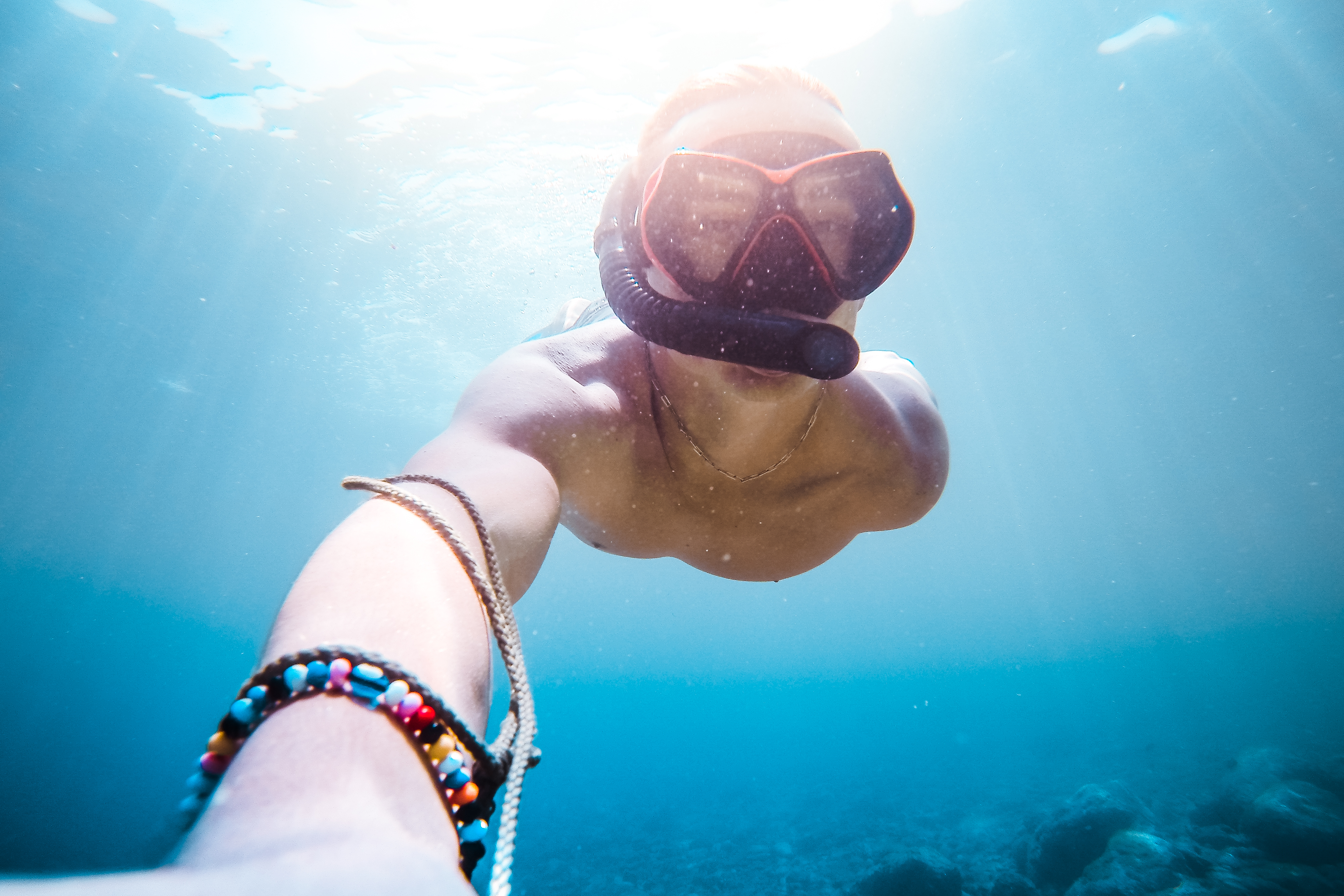 Underwater Diving Snorkeling Selfie in The Sea #2 Free Photo