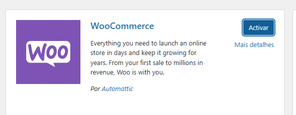 ativar o Woocommerce
