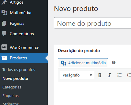 adicionar novo produto digital no Woocomerce