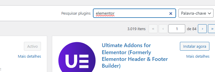pesquisar elementor