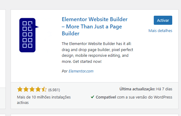 instalar e ativar elementor