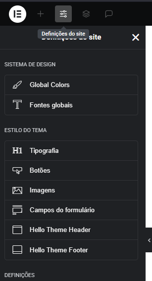 definições do site