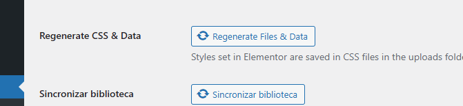 limpeza de cache do elementor