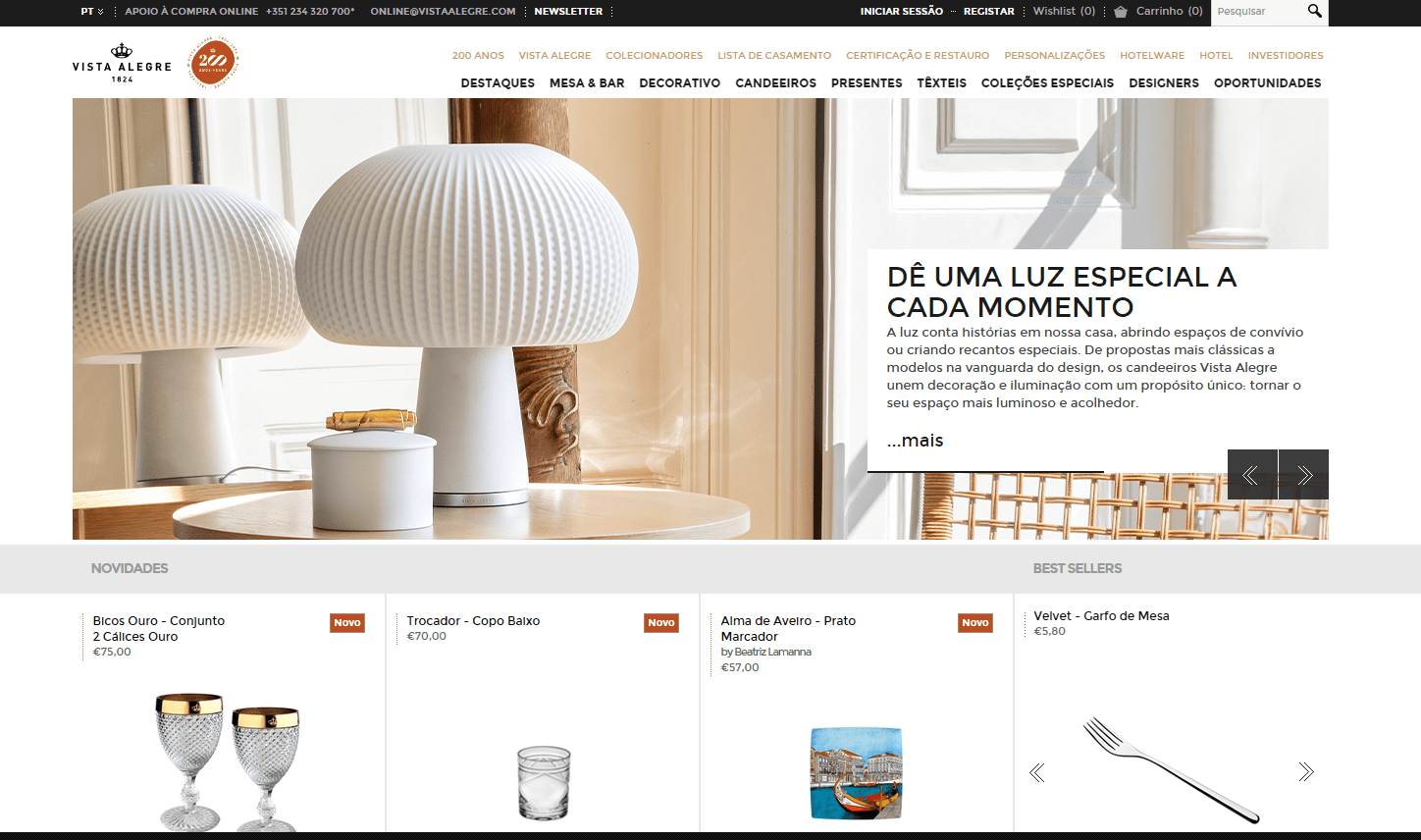 site institucional da Vista Alegre