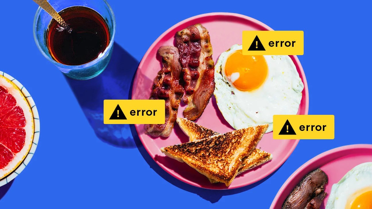 Bread, bacon, and egg on a plate