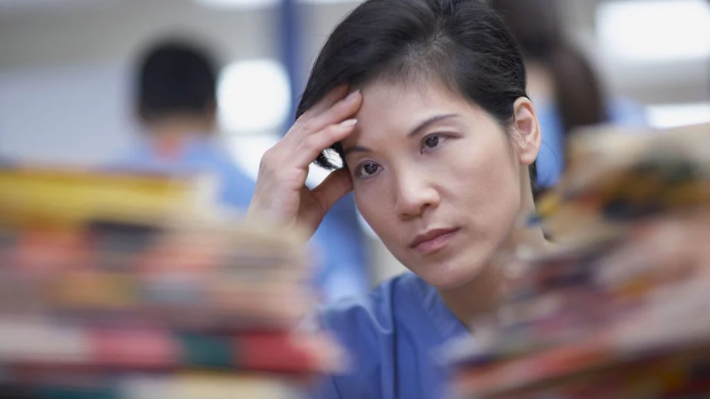 a nurse experiencing stress