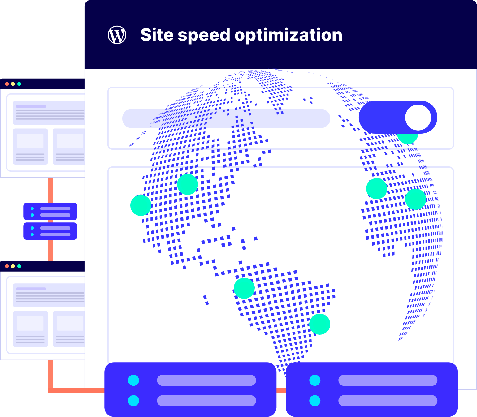 A graphic showing a map with CDN locations.