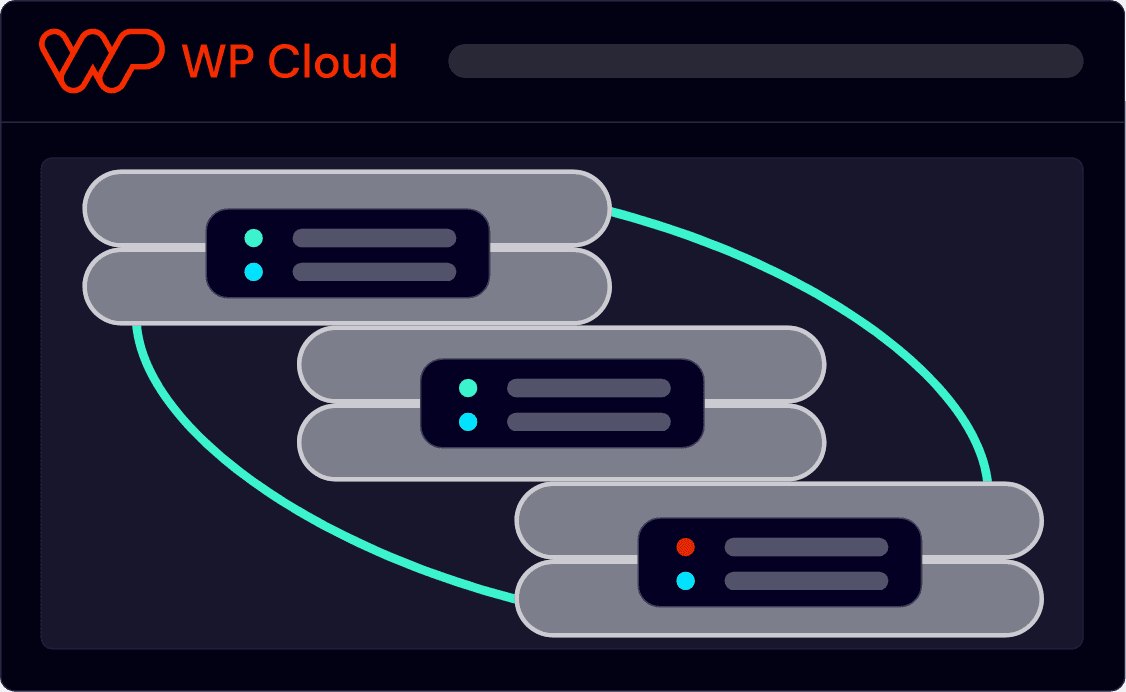 WP Cloud platform diagram of connected servers.