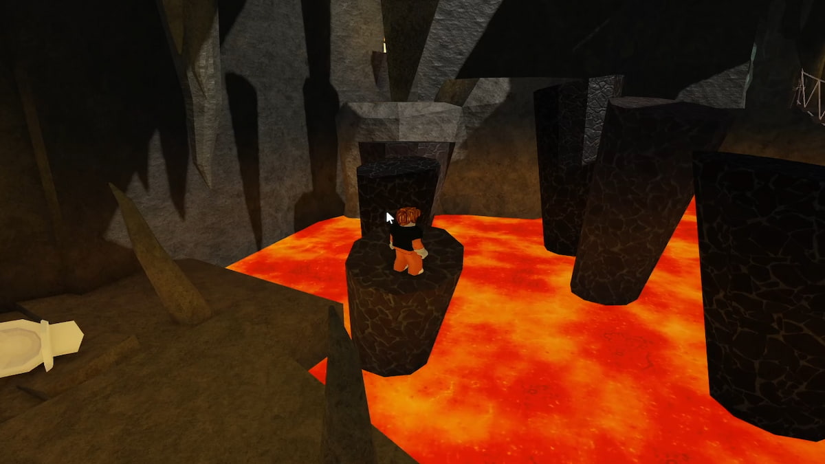 A player jumping in Barry's Prison Run