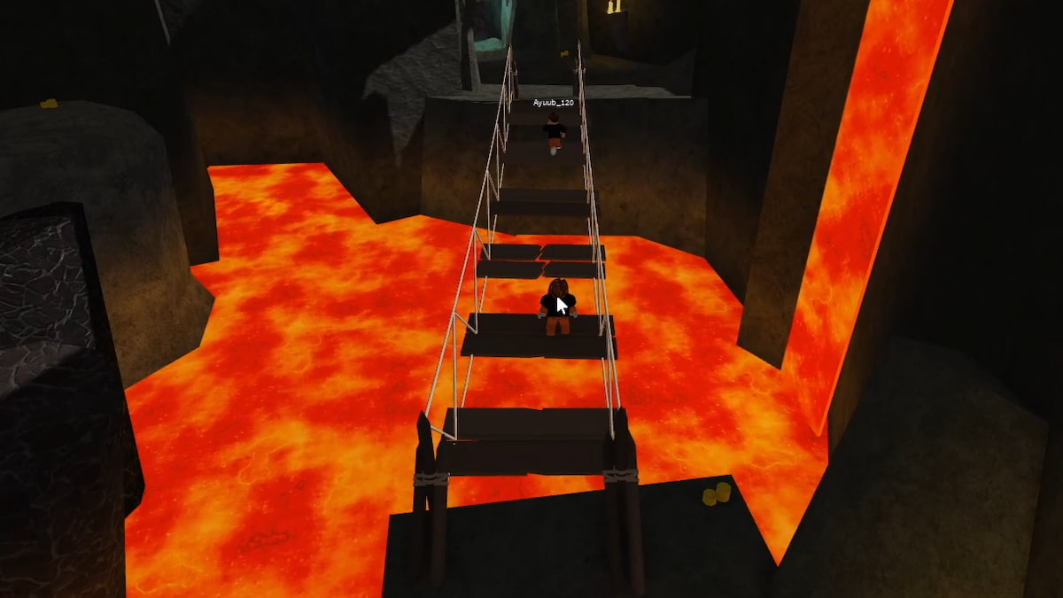 A player jumping in Barry's Prison Run