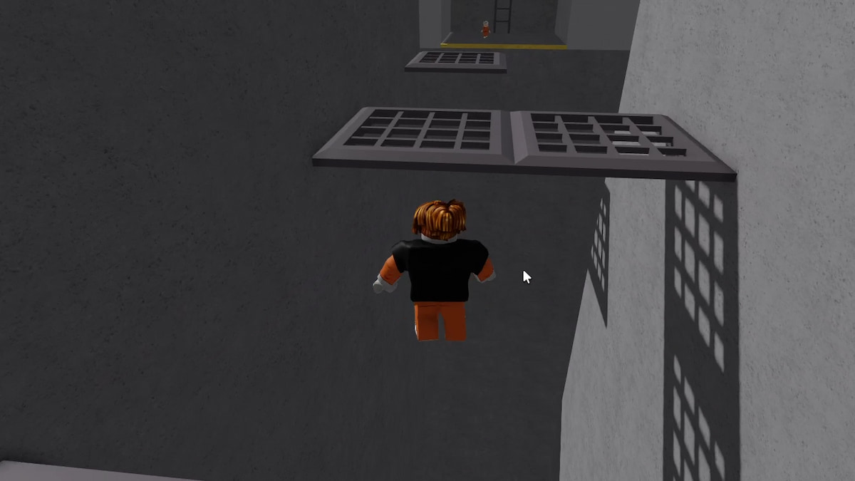 A player jumping in Barry's Prison Run